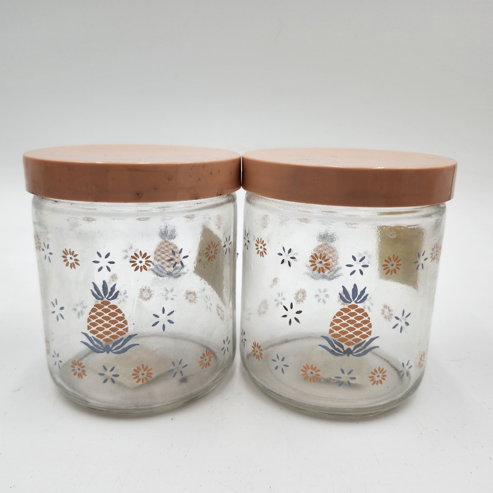 Vintage 80's Brockway Glass Pineapple Glass Storage Canister Jar